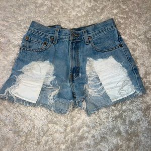 Levi jean distressed shorts